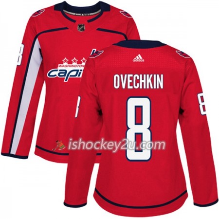 Dame NHL Washington Capitals Trøje Alex Ovechkin 8 Adidas 2017-2018 Rød Authentic